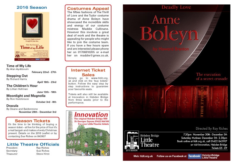 Hebden Bridge Little Theatre - Anne Boleyn