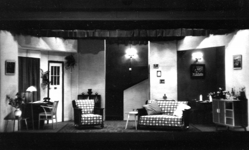 Set for The Whole Truth, by Philip Mackie, produced by Lloyd Greenwood, 28 September-5 October, 1957.