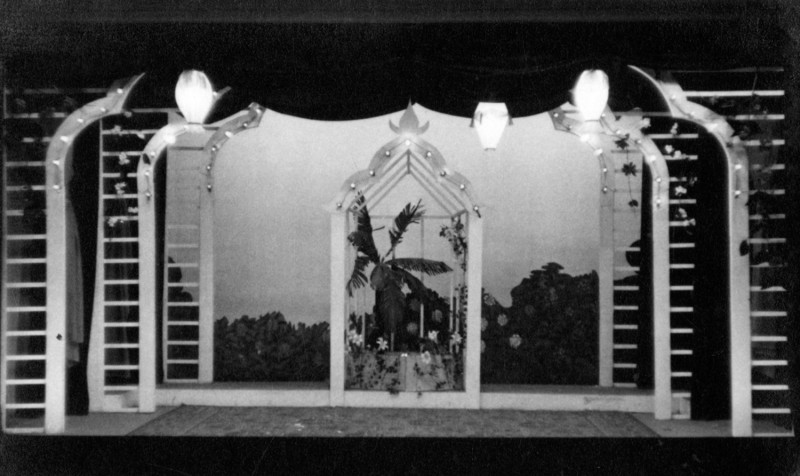 Set for Ring Round the Moon Hebden Bridge Little Theatre, 19th November to 26th November 1955.