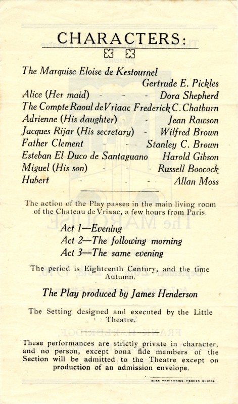 Programme for The Marquise, 1946