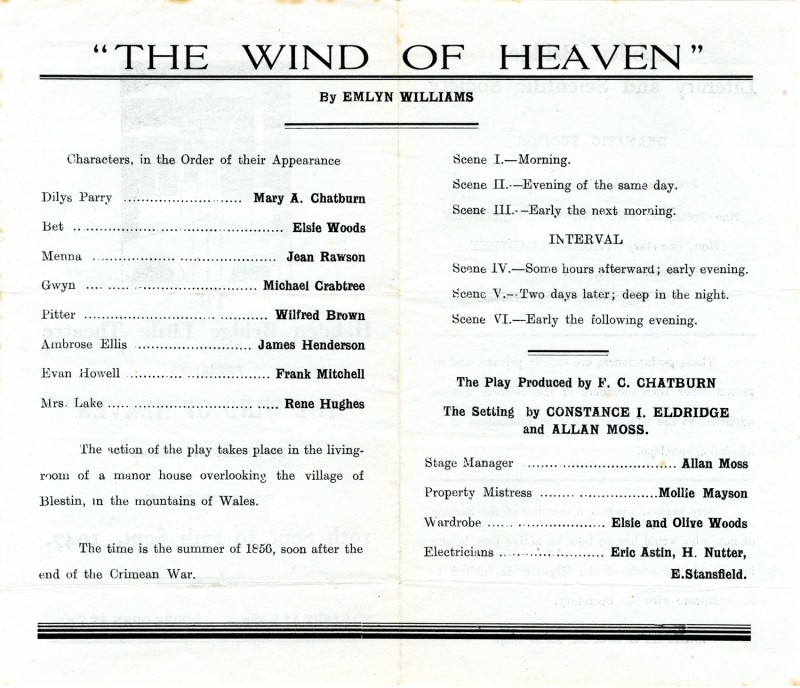 Programme for The Wind of Heaven, 1947