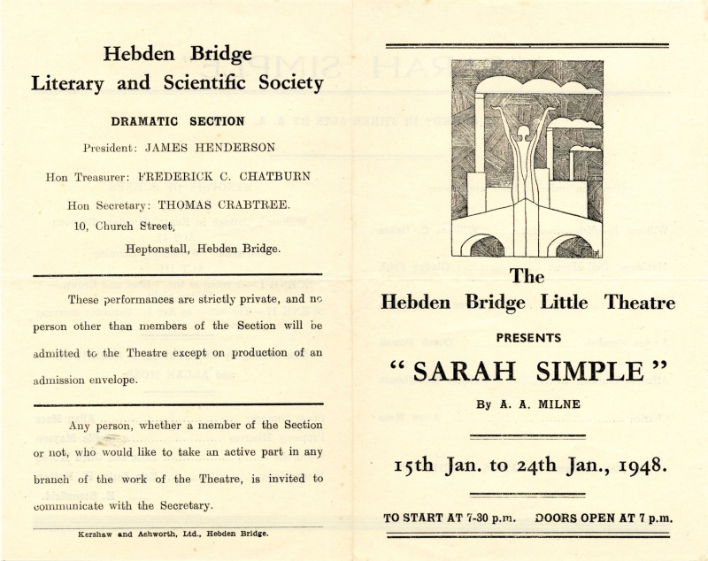 Programme for Sarah Simple, 1948