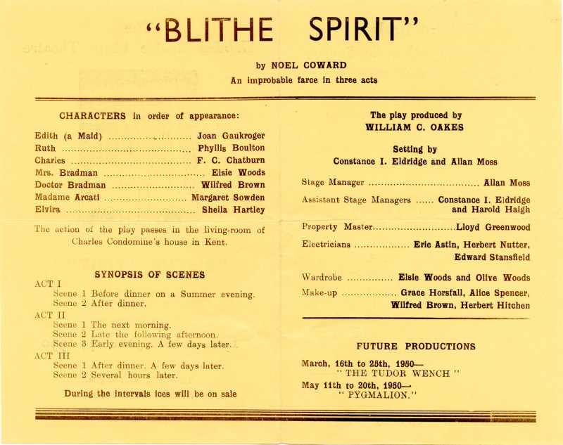 Programme for Blithe Spirit, 1950