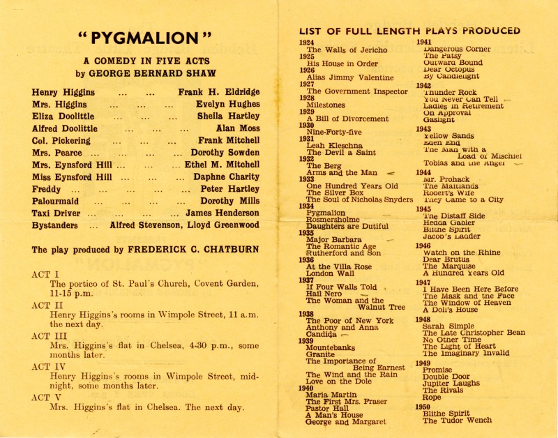 Pygmalion programme, 1950