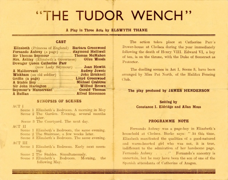 Programme for The Tudor Wench, 1950