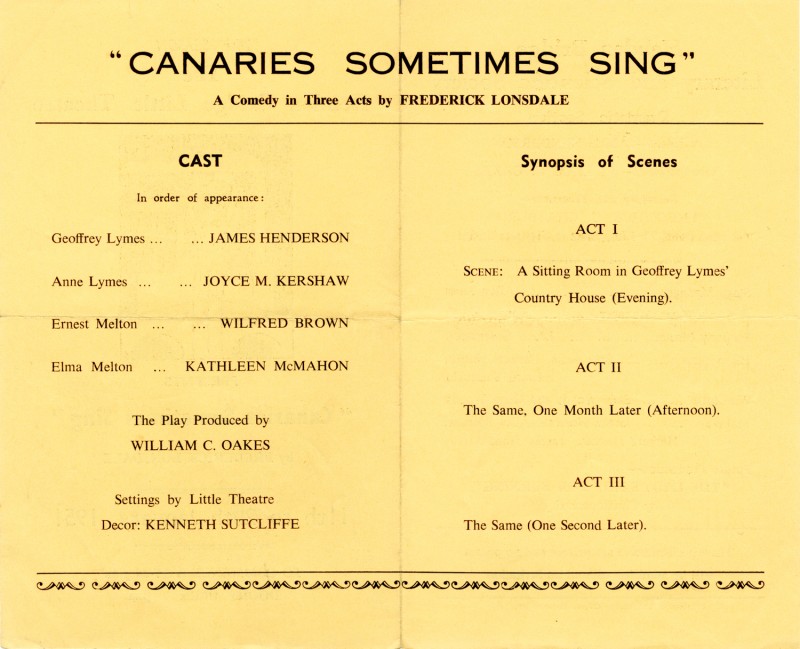 Canaries Sometimes Sing, 1951