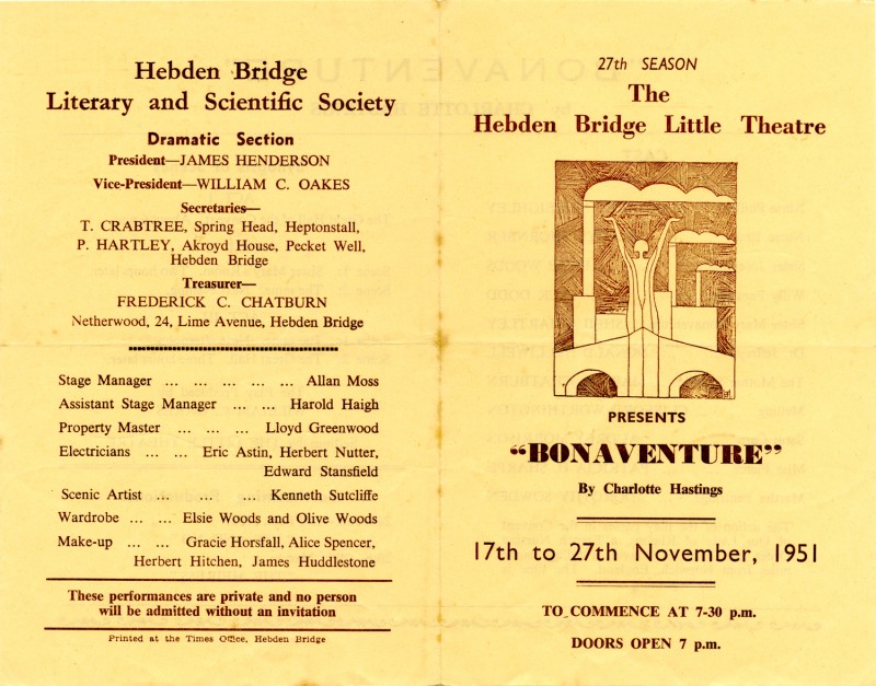 Programme for Bonaventure, by Charlotte Hastings, produced by William C. Oakes, 17-27 November 1951