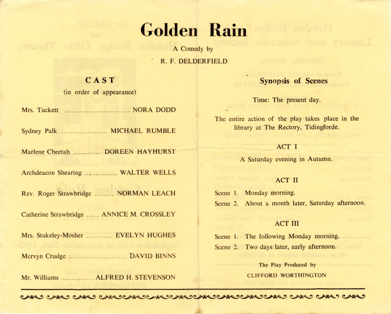 Programme for Golden Rain, 1955
