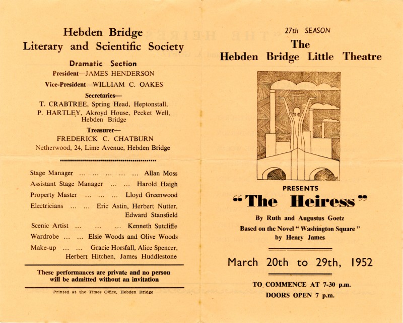 The Heiress, by Ruth and Augustus Goetz, based on the novel 'Washington Square' by Henry James, directed by Frederick C. Chatburn, 20-29 March 1952