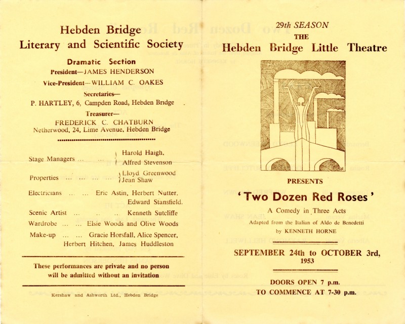 Programme for Two Dozen Red Roses, 1953