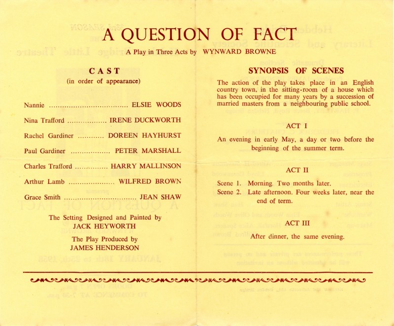 A Question of Fact, 1958