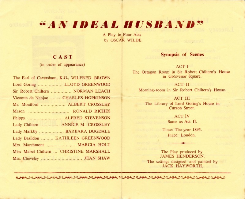 An Ideal Husband, 1958