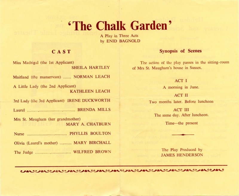 The Chalk Garden, by Enid Bagnold, 28 November-5 December, 1959