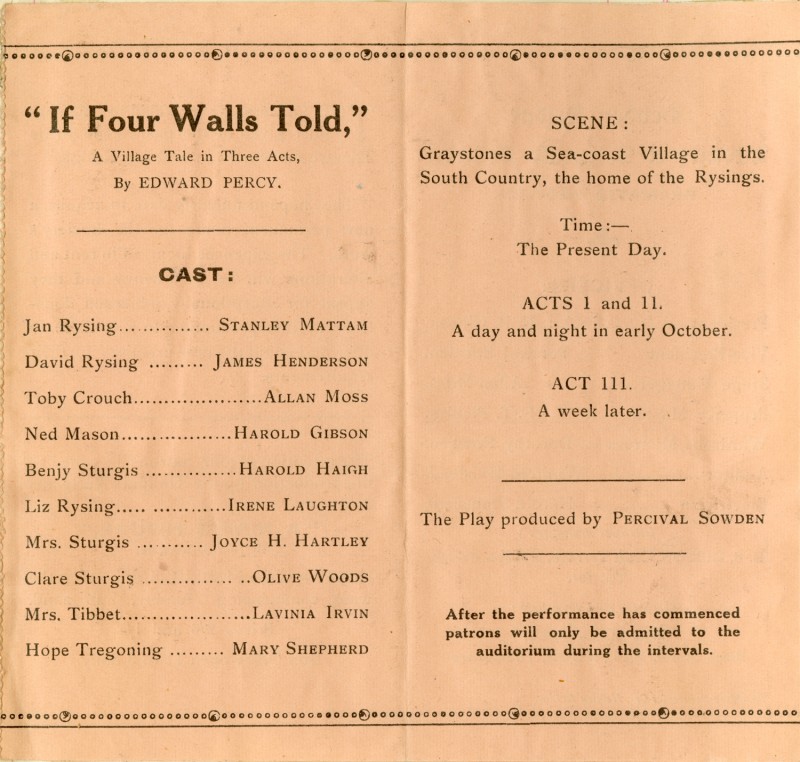 If Four Walls Told programme, 1937