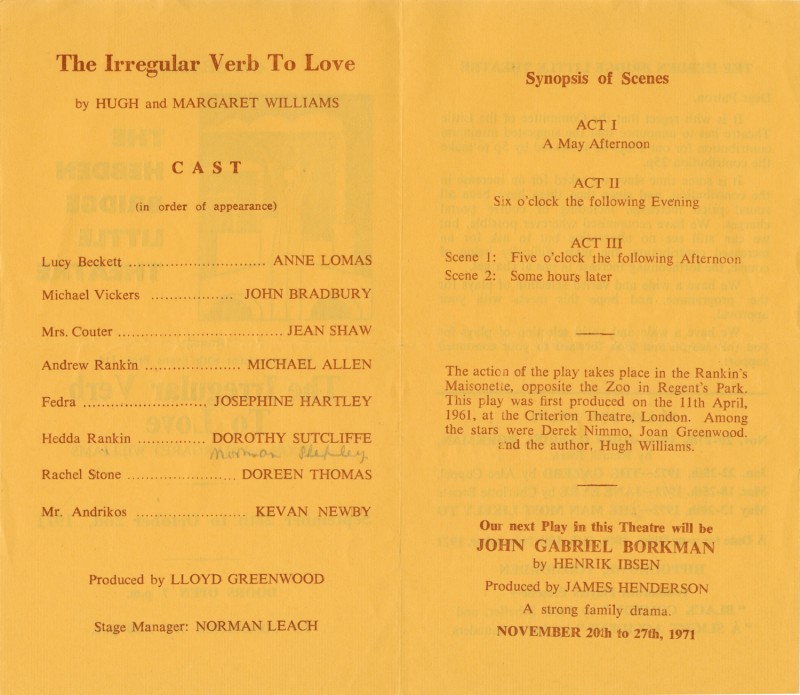 The Irregular Verb to Love, 1971