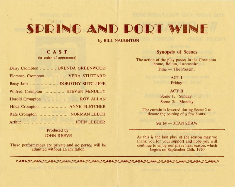 Spring and Port Wine, 1970