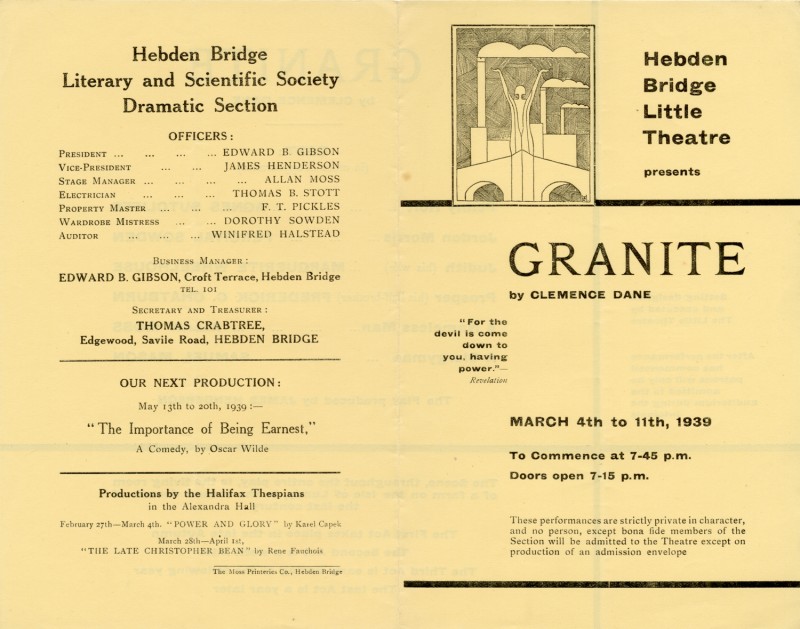 Granite, by Clemence Dane, directed by James Henderson, 1939