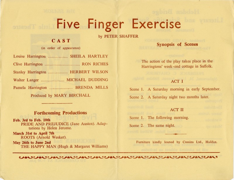 Five Finger Exercise programme, 1961