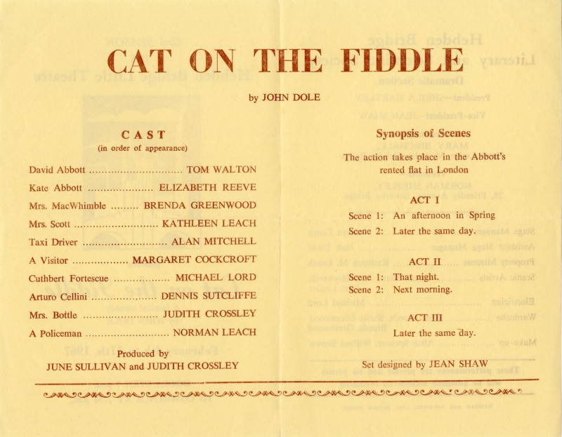 Cat on the Fiddle, 1967. Programme