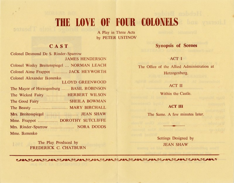 The Love of Four Colonels, 1961